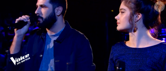Louise et Don Pierre s'affrontent en battle dans "The Voice" - Talents de Marc Lavoine. Emissions du samedi 7 mars 2020, TF1