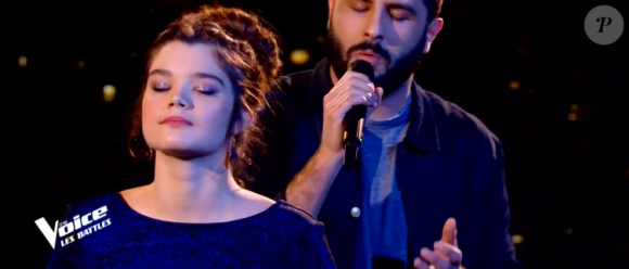 Louise et Don Pierre s'affrontent en battle dans "The Voice" - Talents de Marc Lavoine. Emissions du samedi 7 mars 2020, TF1