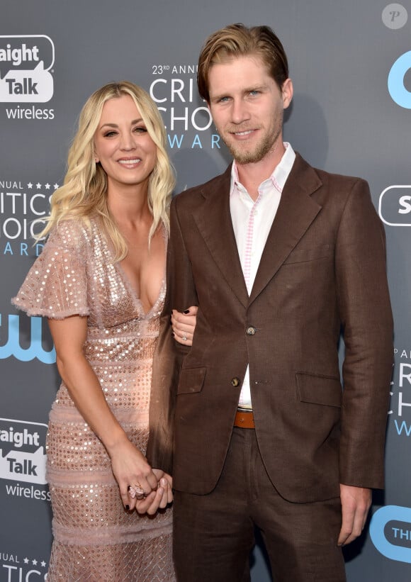 Kaley Cuoco and Karl Cook attend The 23rd Annual Critics' Choice Awards at Barker Hangar on January 11, 2018 in Santa Monica, Los Angeles, CA, USA. Photo by Lionel Hahn/ABACAPRESS.COM 
