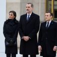 La reine Letizia et le roi Felipe VI d'Espagne au côté d'Emmanuel et Brigitte Macron lors de la cérémonie à l'occasion de la première journée nationale d'hommage aux victimes du terrorisme sur l'Esplanade du Trocadero à Paris le 11 mars 2020. © Jacques Witt / Pool / Bestimage