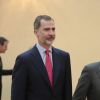 Le roi Felipe VI d'Espagne et le roi Juan Carlos Ier lors d'une audience avec la fondation Cotec au palais de la Zarzuela à Madrid le 7 juin 2018
