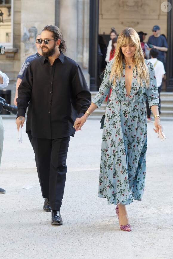 Heidi Klum et son fiancé Tom Kaulitz arrivent au défilé Haute Couture Valentino collection Automne-Hiver 2019/20 à l'hôtel Salomon de Rothschild à Paris, France, le 3 juillet 2019. © Veeren-ClovisBestimage