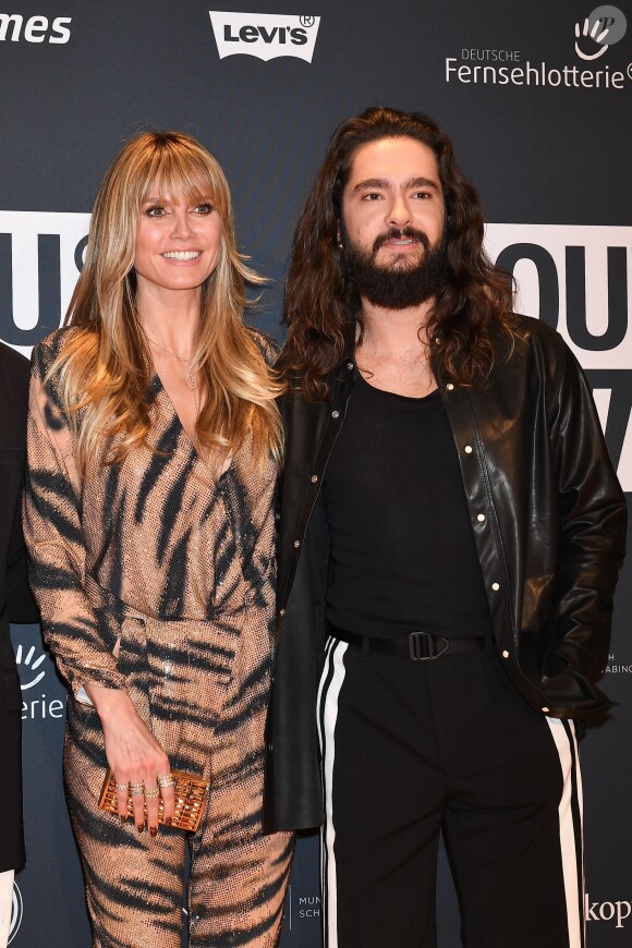 Heidi Klum und Tom Kaulitz, au photocall de la soirée des "About You Awards 2019" aux Bavaria Studios à Munich, le 18 avril 2019.