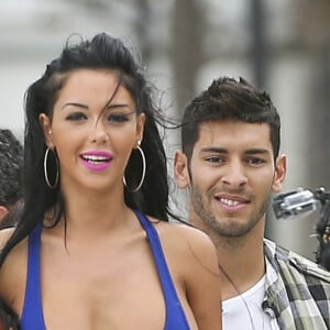 Nabilla Benattia et Samir (L'ile des Verites 2) - Tournage de la cinquieme saison des "Anges de la Tele Realite" a Miami, le 22 mars 2013.