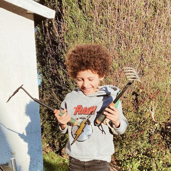 Rachel Legrain-Trapani partage les coulisses de son quotidien, alors qu'elle est confinée avec son fils Gianni. Instagram, mars 2020.
