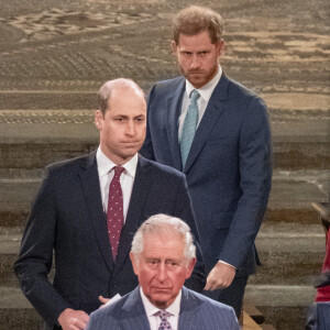 Le prince William, duc de Cambridge, et Catherine (Kate) Middleton, duchesse de Cambridge, Le prince Charles, prince de Galles, et Camilla Parker Bowles, duchesse de Cornouailles, Le prince Harry, duc de Sussex, Meghan Markle, duchesse de Sussex - La famille royale d'Angleterre lors de la cérémonie du Commonwealth en l'abbaye de Westminster à Londres le 9 mars 2020.