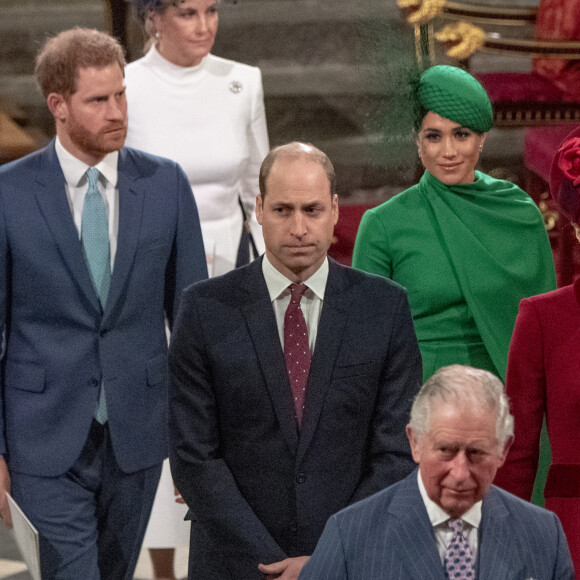 Le prince Edward, comte de Wessex, Sophie Rhys-Jones, comtesse de Wessex, Le prince William, duc de Cambridge, et Catherine (Kate) Middleton, duchesse de Cambridge, Le prince Charles, prince de Galles, et Camilla Parker Bowles, duchesse de Cornouailles, Le prince Harry, duc de Sussex, Meghan Markle, duchesse de Sussex - La famille royale d'Angleterre lors de la cérémonie du Commonwealth en l'abbaye de Westminster à Londres le 9 mars 2020.