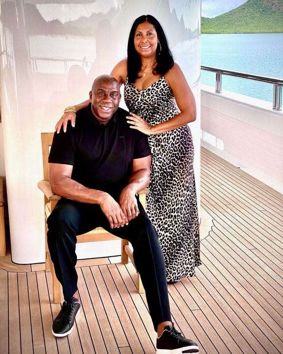 Magic Johnson et son épouse Cookie. Janvier 2020.