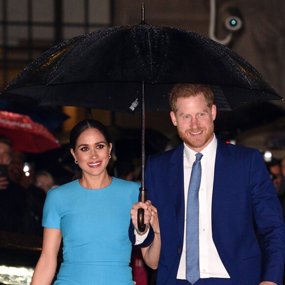 Le prince Harry, duc de Sussex, et Meghan Markle, duchesse de Sussex arrivent à la cérémonie des Endeavour Fund Awards au Mansion House à Londres, Royaume Uni, le 5 mars 2020.