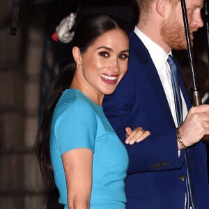 Le prince Harry, duc de Sussex, et Meghan Markle, duchesse de Sussex arrivent à la cérémonie des Endeavour Fund Awards au Mansion House à Londres, Royaume Uni, le 5 mars 2020.