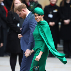 Le prince Harry, duc de Sussex, et Meghan Markle, duchesse de Sussex - La famille royale d'Angleterre lors de la cérémonie du Commonwealth en l'abbaye de Westminster à Londres, le 9 mars 2020.