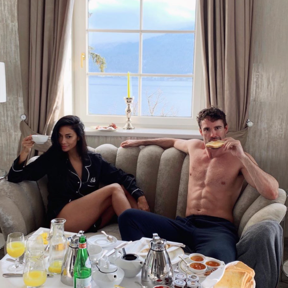 Nicole Scherzinger et son compagnon Thom Evans. Février 2020.