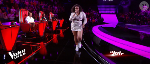 Toni lors des K.O de "The Voice" - Talent de Amel Bent. Émission du samedi 11 avril 2020, TF1
