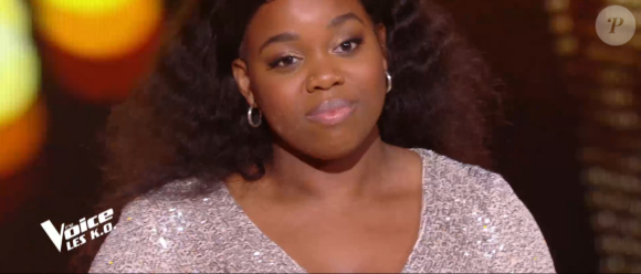 Toni lors des K.O de "The Voice" - Talent de Amel Bent. Émission du samedi 11 avril 2020, TF1
