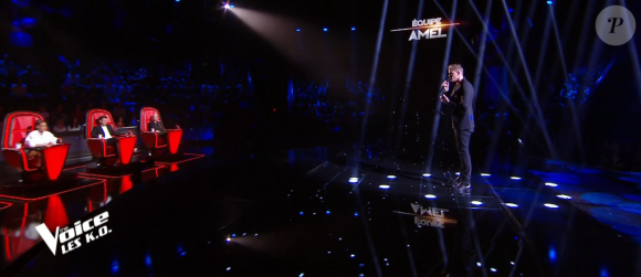 Terence lors des K.O de "The Voice" - Talent de Amel Bent. Émission du samedi 11 avril 2020, TF1