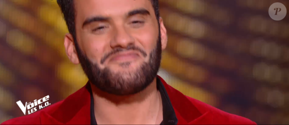 Fayz lors des K.O de "The Voice" - Talent de Amel Bent. Émission du samedi 11 avril 2020, TF1