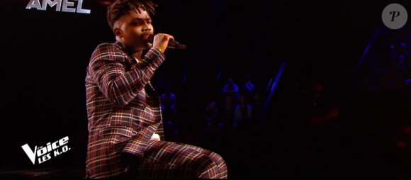 Tom lors des K.O de "The Voice" - Talent de Amel Bent. Émission du samedi 11 avril 2020, TF1