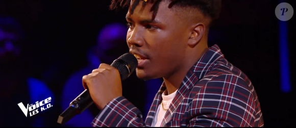 Tom lors des K.O de "The Voice" - Talent de Amel Bent. Émission du samedi 11 avril 2020, TF1