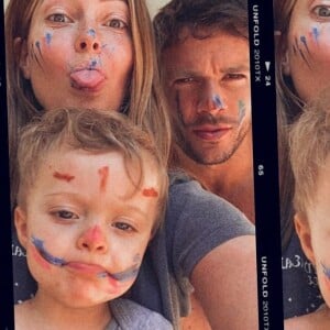 Caroline Receveur confinée avec son compagnon Hugo Philip et leur fils Marlon. Le 8 avril 2020.