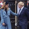 Le Premier ministre britannique Boris Johnson et sa fiancée Carrie Symonds, enceinte, le 9 mars 2020 à l'abbaye de Westminster pour les cérémonies de la Journée du Commonwealth.