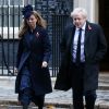 Boris Johnson et sa compagne Carrie Symonds quittant le 10, Downing Street pour se rendre à la cérémonie Remembrance Sunday au cénotaphe, à Londres le 10 novembre 2019.