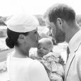 Le prince Harry et Meghan Markle lors du baptême de leur fils Archie sur Instagram, le 6 juillet 2019.