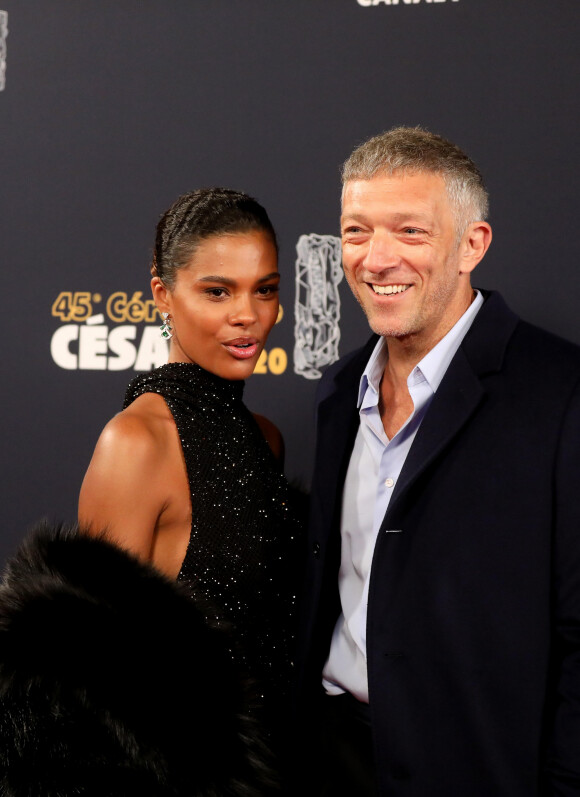 Vincent Cassel et sa femme Tina Kunakey lors du photocall lors de la 45ème cérémonie des César à la salle Pleyel à Paris le 28 février 2020 © Dominique Jacovides / Olivier Borde / Bestimage