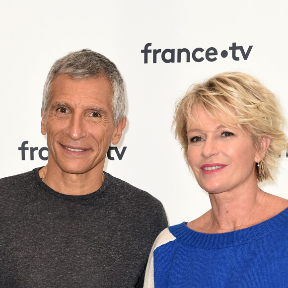 Nagui, Sophie Davant lors de la conférence de presse du Téléthon 2018 dans les locaux de France Télévision à Paris le 8 novembre 2018. © Giancarlo Gorassini / Bestimage