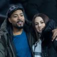 Charlotte Namura et son mari Jean-Luc Guizonne dans les tribunes du Parc des Princes lors du match de Coupe de France "PSG - Strasbourg (2-0)" à Paris, le 23 janvier 2019.