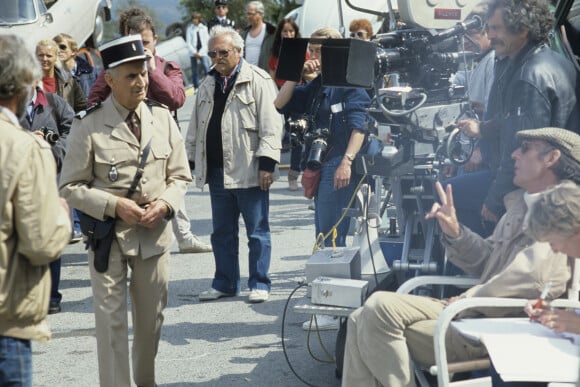 Louis de Funès lors du tournage du film "Le Gendarme et les gendarmettes" en novembre 1982.