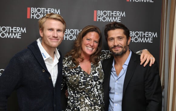 Francois Gabart, Blandine Franc, directrice marketing de Biotherm Homme, Bixente Lizarazu - Exclusif - Bixente Lizarazu et Francois Gabart deviennent ambassadeurs de Biotherm Homme a Paris le 15 octobre 2013.