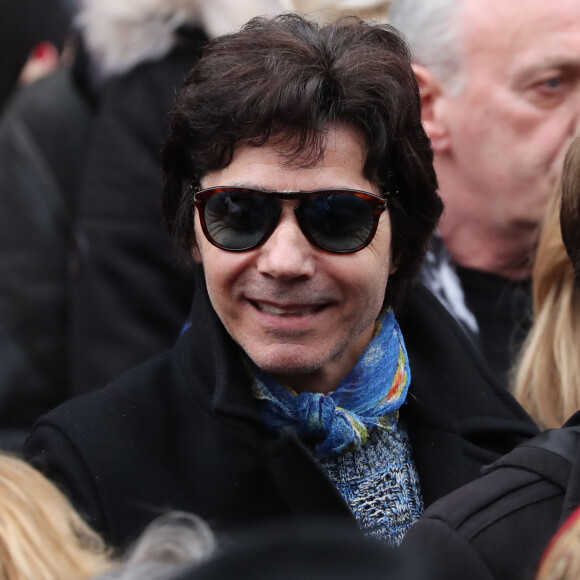 Jean-Luc Lahaye - Sorties des obsèques de Michou de l'église Saint-Jean de Montmartre à Paris. Le 31 janvier 31/01/2020 - Paris