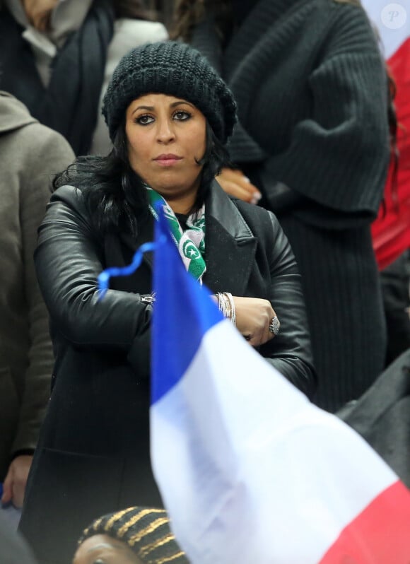 Wahiba Ribery (femme de Franck Ribery) - People asssitent a la victoire des bleus face a l'Ukraine sur le score de 3 buts a 0 qui se qualifient pour le mondial au Bresil, au stade de France a Saint-Denis le 19 novembre 2013.