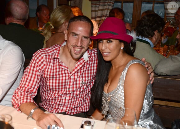 Franck Ribéry et sa femme Wahiba lors de l'Oktoberfest, à Munich, le 23 septembre 2012. Photo by Felix Hoerhager/DPA/ABACAPRESS.COM