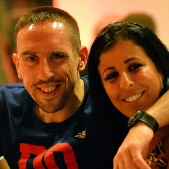 Franck Ribéry et sa femme Wahiba lors d'un dîner pour célébrer la victoire du Bayeern Munich contre le Borussia Dortmund en Coupe. Le 17 mai 2014. Photo by Action Press/ABACAPRESS.COM