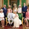 Meghan Markle, duchesse de Sussex, et le prince Harry en famille lors du baptême de leur fils Archie Mountbatten-Windsor le 6 juillet 2019 dans le Salon Vert au château de Windsor, entourés de la duchesse Camilla de Cornouailles, la duchesse Catherine de Cambridge, le prince Charles, Doria Ragland, Lady Jane Fellowes, Lady Sarah McCorquodale et le prince William, photographiés par Chris Allerton. ©Chris Allerton/SussexRoyal/PA Photos/Bestimage