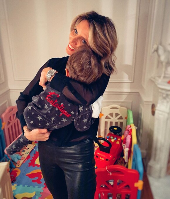 Sylvie Tellier avec son fils Roméo, le 21 janvier 2020