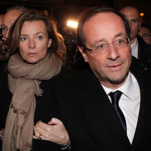 Valérie Trierweiler et François Hollande à la synagogue Nazareth à Paris, le 19 mars 2012