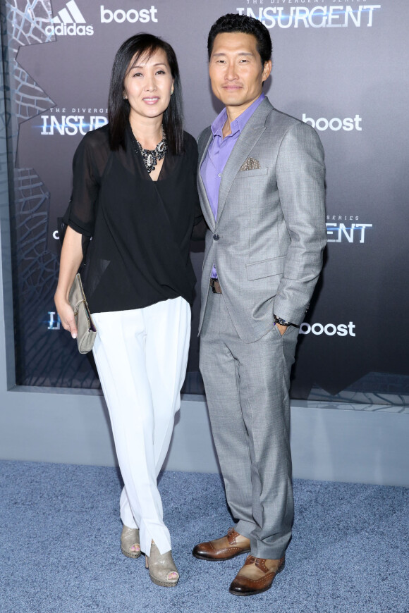 Daniel Dae Kim et sa femme Mia - Première du film "The Divergent Series: Insurgent" à New York, le 16 mars 2015.