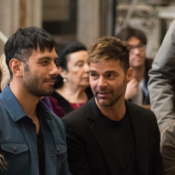 Ricky Martin et son mari Jwan Yosef lors de l'installation artistique "Tensegrity" de J.Yosef dans l'église Santa Maria Montesanto de Rome, Italie, le 6 mai 2019.