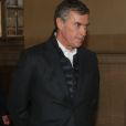 Exclusif - Jérôme Cahuzac arrive au tribunal avec son avocat Eric Dupond-Moretti au 3ème jour de son procès en appel à Paris le 14 février 2018.