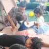 Cristiano Ronaldo, sa compagne Georgina Rodriguez et leurs enfants profitent d'une journée en famille. Mai 2020.