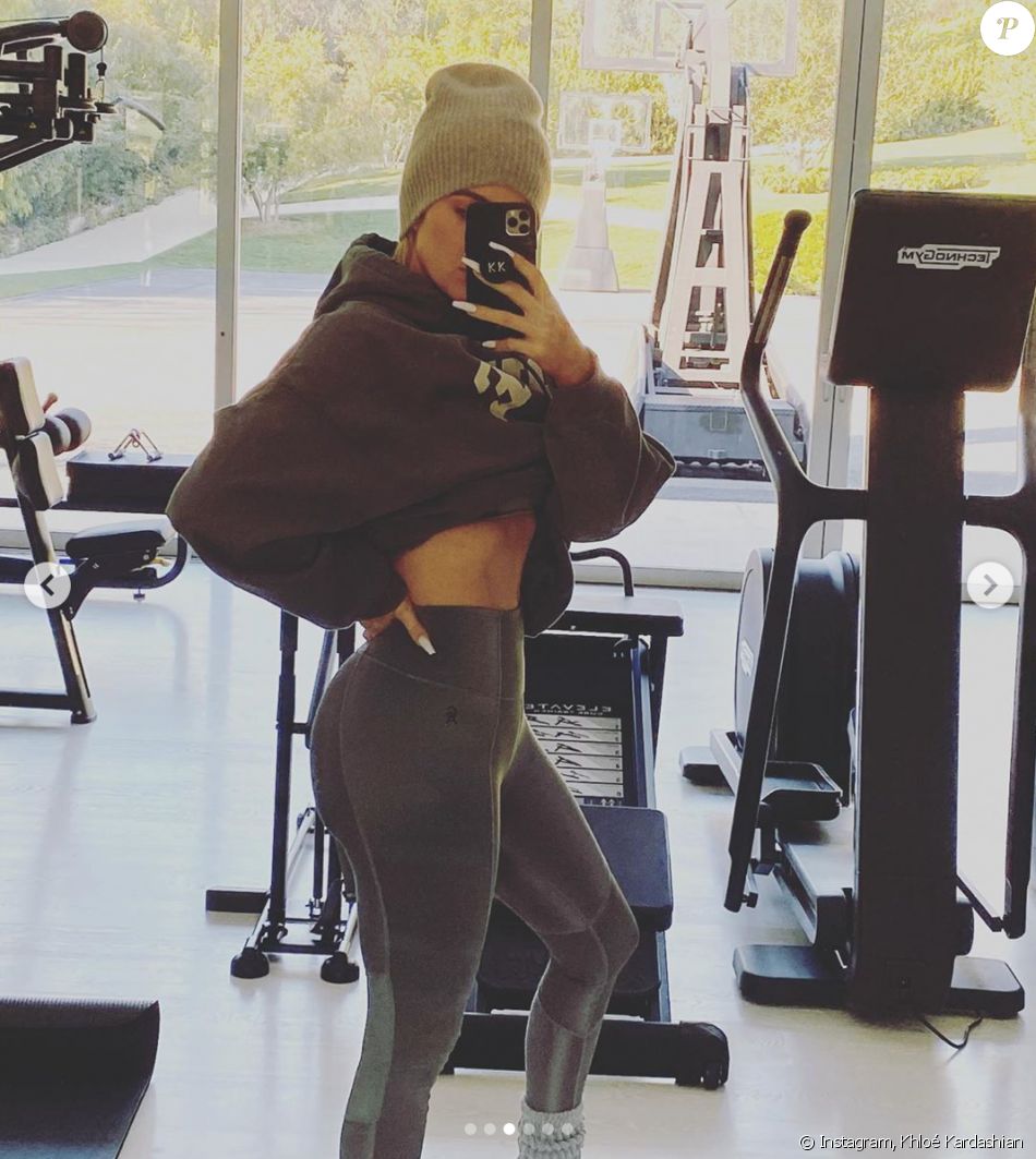 Khloé Kardashian dans sa salle de sport. Janvier 2019.