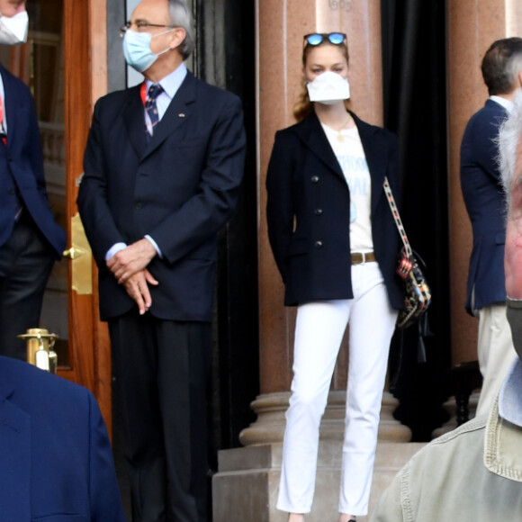 Le prince Albert II de Monaco, Claude Lelouch et Charles Leclerc - Tournage du remake du court métrage "C'était un rendez-vous" avec cette fois-ci comme acteur principal le pilote monégasque de l'écurie Ferrari C.Leclerc au volant d'une Ferrari SF90 Stradale sur le parcours du Grand Prix de Monaco bouclé pour l'occasion durant deux heures le 24 mai 2020. © Bruno Bebert/Bestimage