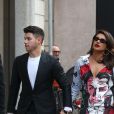 Exclusif - Nick Jonas et sa femme Priyanka Chopra quittent le restaurant Paper Moon avant de se rendre au centre Ceresio 7 à Milan le 15 février 2020.