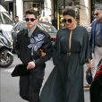 Nick Jonas et sa femme Priyanka Chopra arrivent à l'hôtel Costes après le défilé de mode Haute-Couture automne-hiver 2019/2020 "Christian Dior" à Paris le 1er juillet 2019.