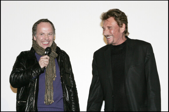 Johnny Hallyday et Fabrice Luchini à Lille en 2006, pour la promotion du film "Jean-Philippe".