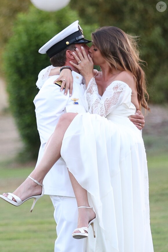 Exclusif - Benjamin Castaldi et sa femme Aurore Aleman - Cérémonie religieuse - Mariage de Benjamin Castaldi et Aurore Aleman au Mas de La Rose à Eygalières, le 27 août 2016. © Jacovides-Moreau/Bestimage