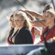 Exclusif - Pamela Anderson sur le tournage d'une publicité pour Ultra Tunes TV sur la plage de Gold Coast sur la côte est de l'Australie, le 26 novembre 2019