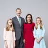 La princesse Leonor, le roi Felipe VI, la reine Letizia, l'infante Sofia - Photos officielles des membres de la famille royale d'Espagne à Madrid le 11 février 2020.
